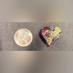 Upcycled CC Heart Pendant Necklace Designer Inspired Resin Charm